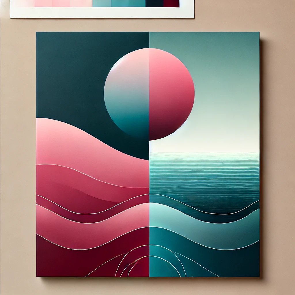 Portada minimalista con colores predominantes rosa intenso y azul teal, representando claridad y crecimiento con ondas suaves y un camino abstracto hacia adelante.